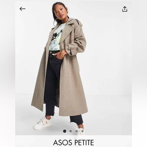 ASOS Petite slouchy quilted coat with hood and belt